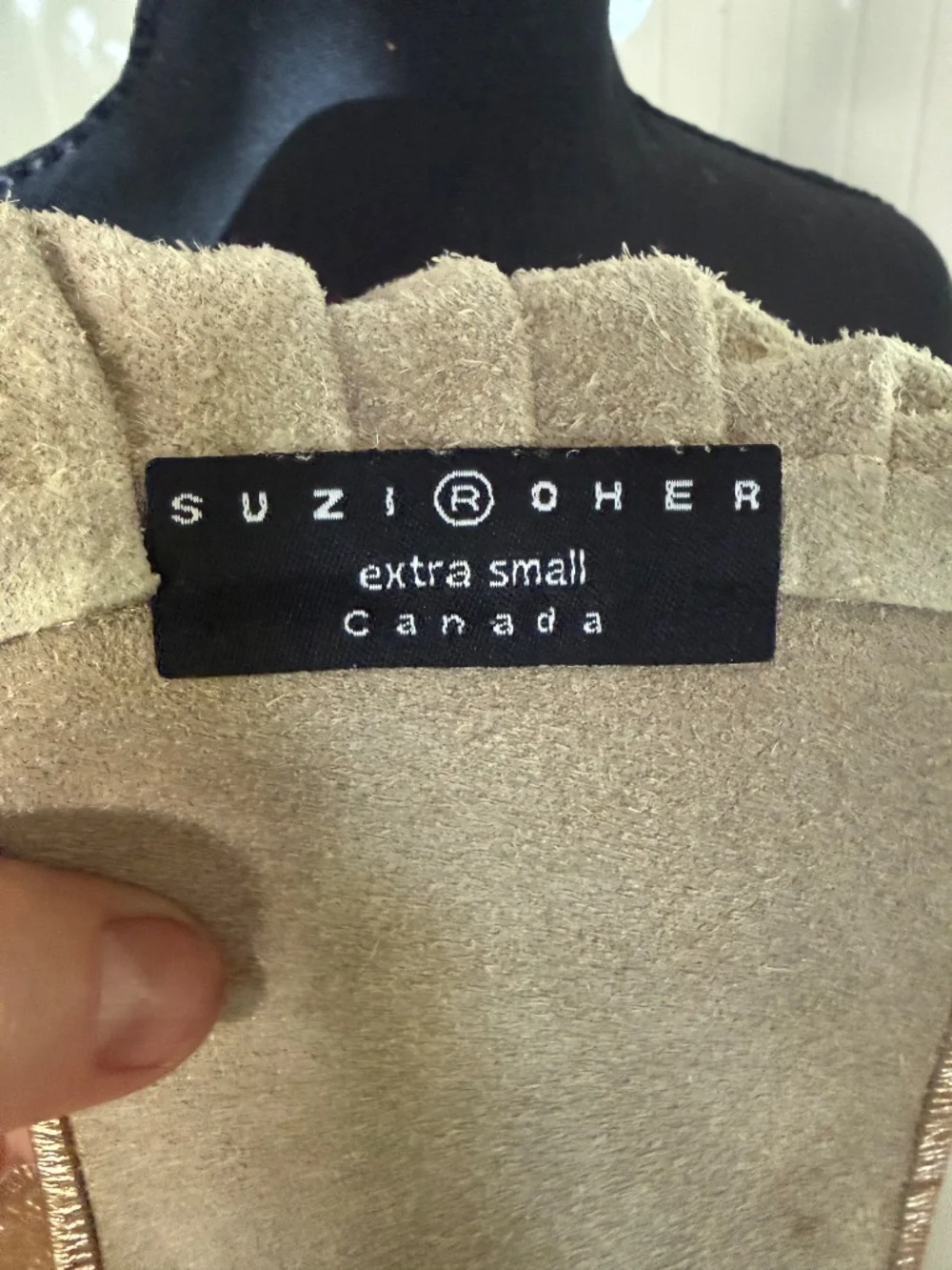 Suzi Roher Gold Metallic Leather Wrap Sash Belt XS Canada Handmade